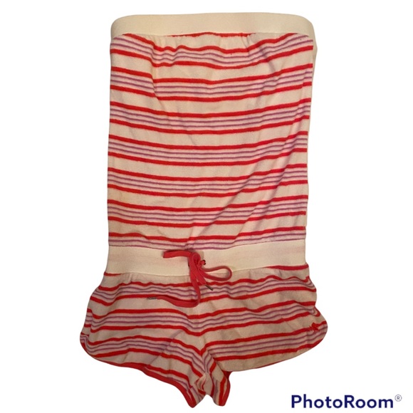 Y2K SEXY HTF TERRYCLOTH STRAPLESS STRIPED ROMPER JUMPSUIT PLAYSUIT ⭐️⭐️⭐️⭐️⭐️ - Picture 15 of 16
